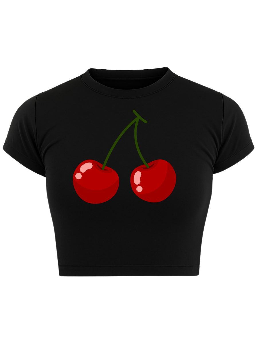 POP THAT CHERRY Black Baby Tee