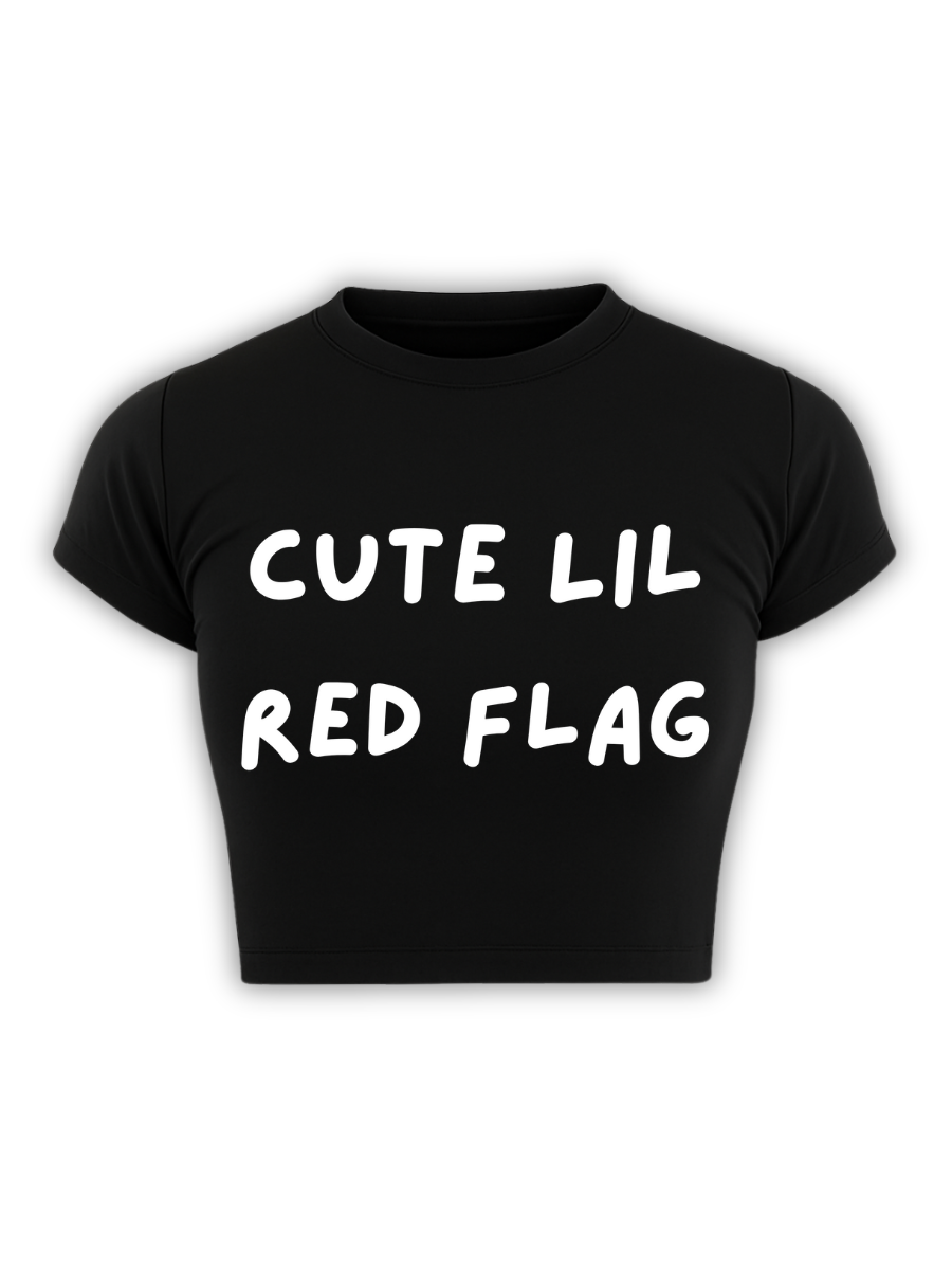 CUTE LILL' RED FLAG Black Baby Tee