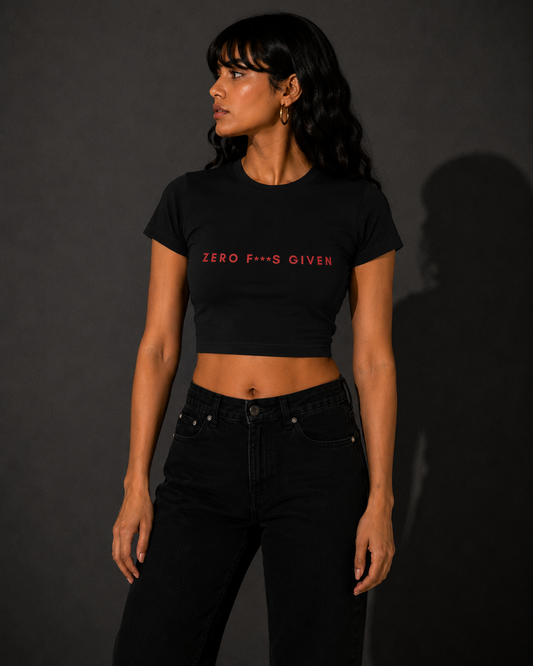 ZERO F***S GIVEN ESSENTIAL Black Baby Tee