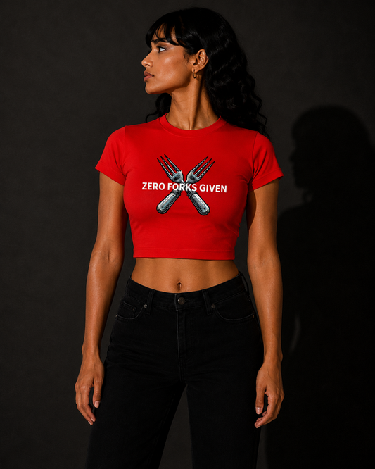 ZERO FORKS GIVEN Red Baby Tee
