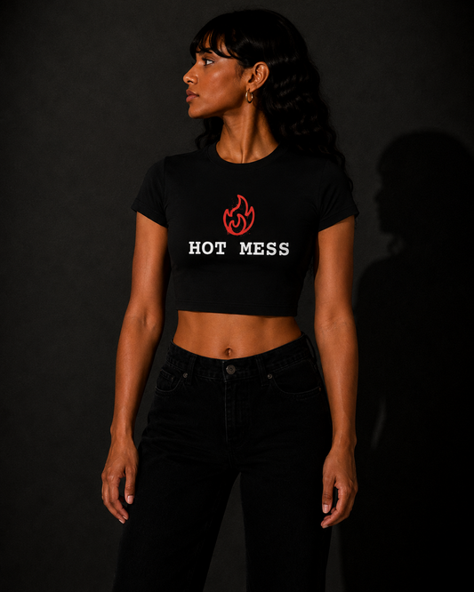 HOT MESS Black Baby Tee