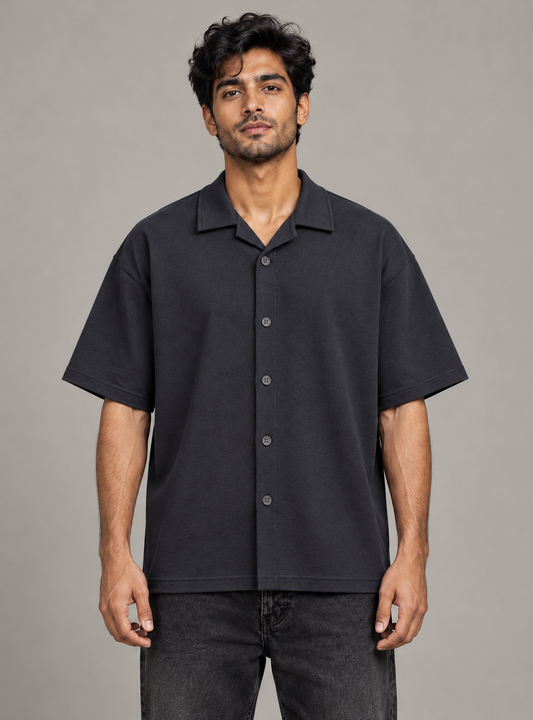 GREY TERRY BOX-FIT HEAVYWEIGHT SHIRT
