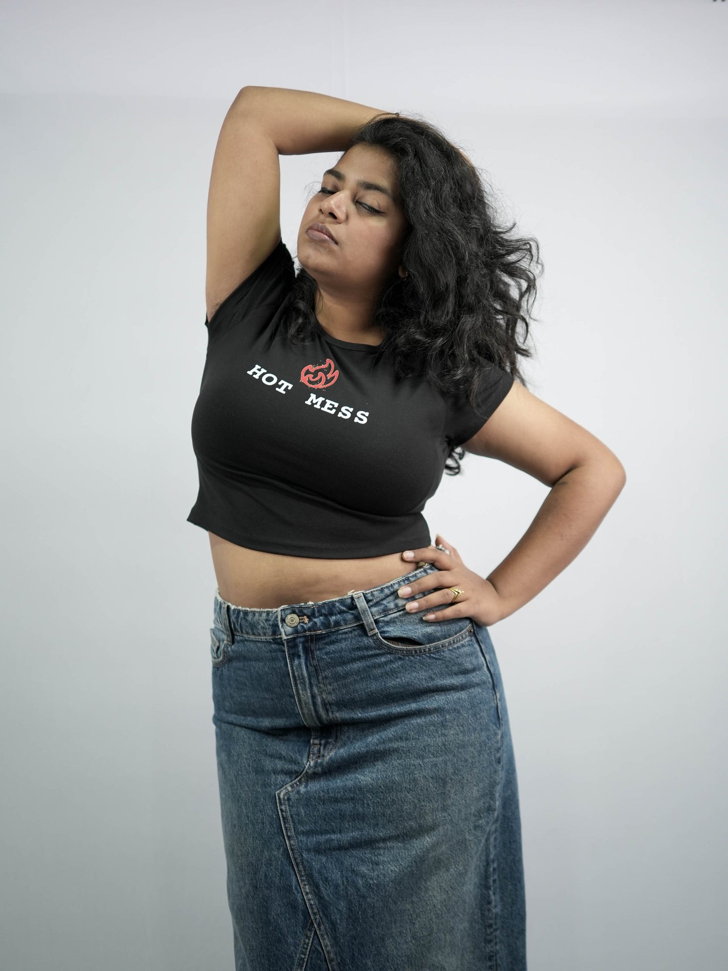 HOT MESS Black Baby Tee