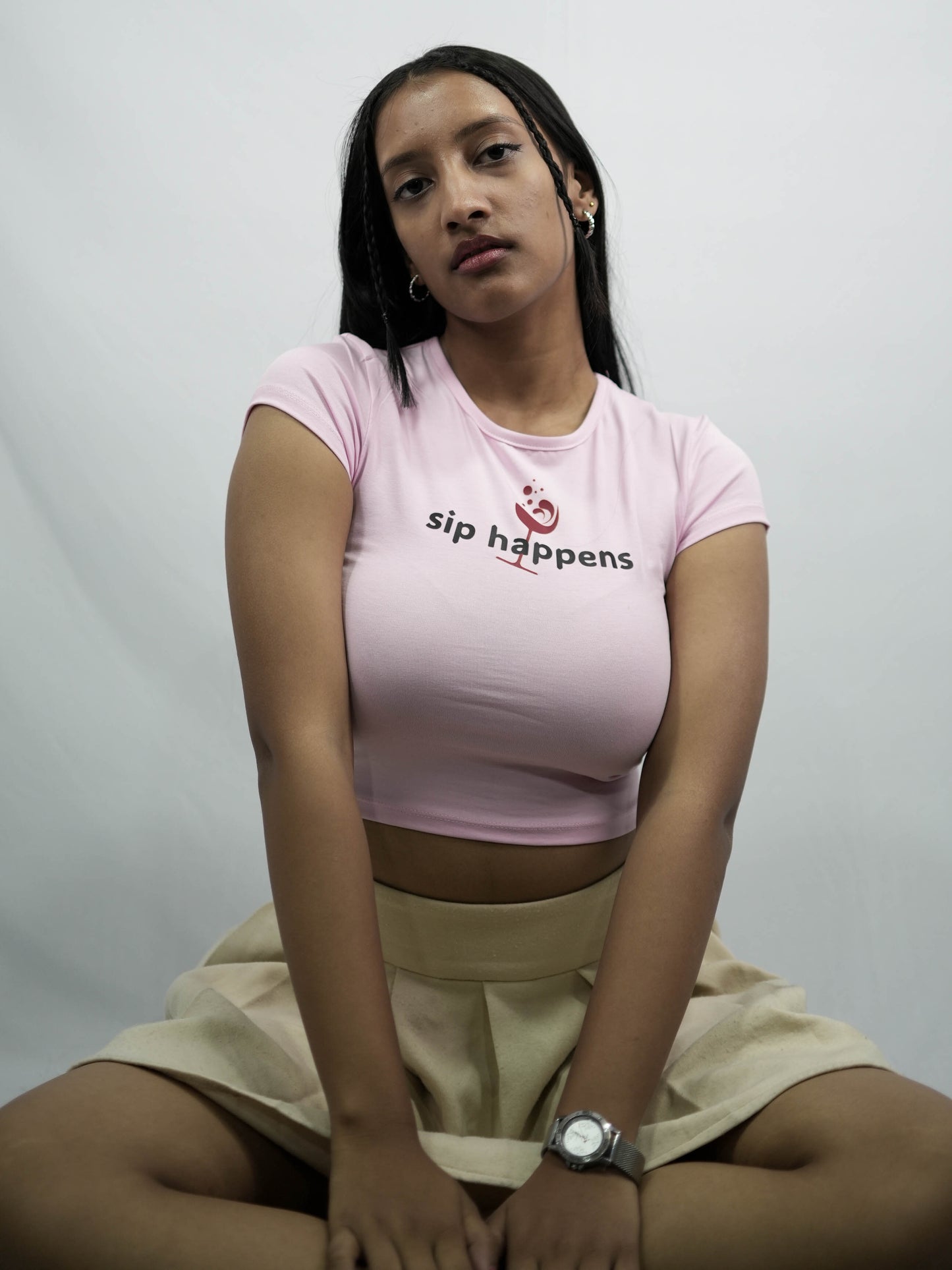 SIP HAPPENS Baby Pink Baby Tee