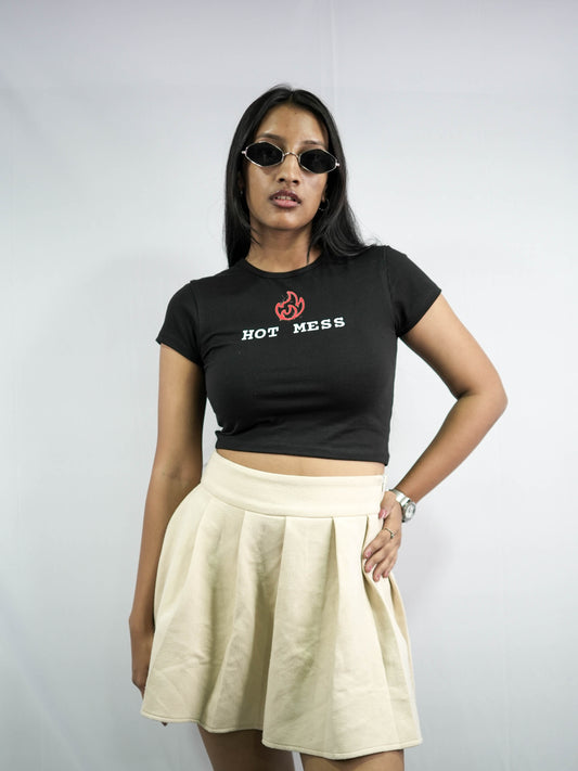 HOT MESS Black Baby Tee