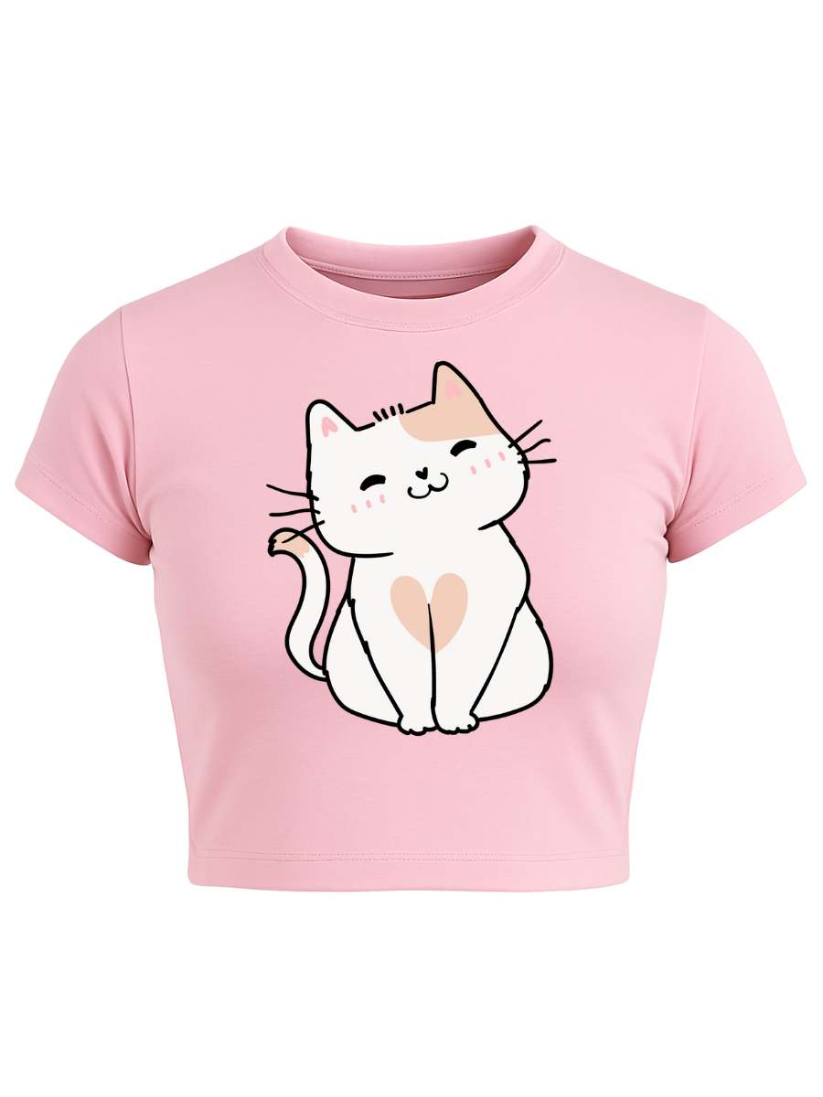 HEARTY MEOW Baby Pink Baby Tee