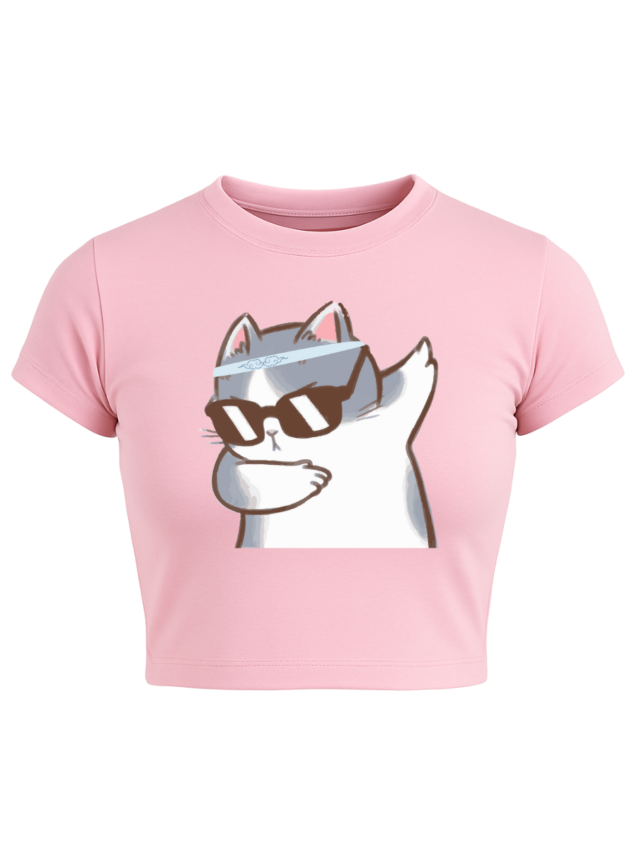 DAB MEOW Baby Pink Baby Tee