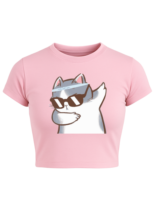 DAB MEOW Baby Pink Baby Tee