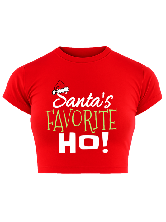 SANTA'S FAVOURITE TROUBLE Red Baby Tee