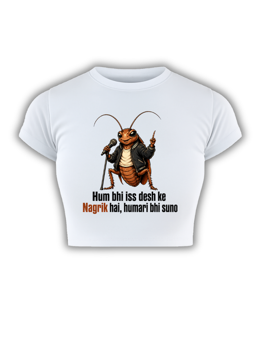 NAGRIK KEEDA White Baby Tee