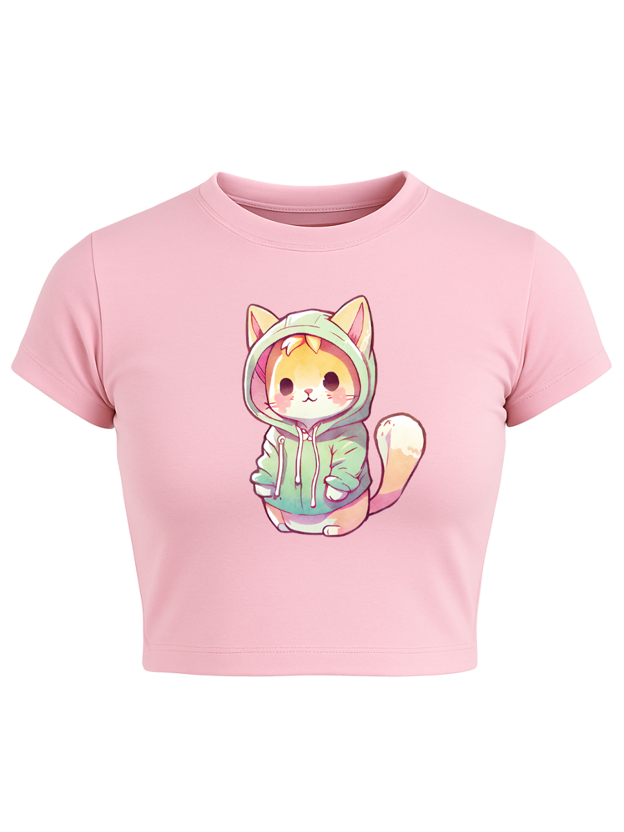 HOODIE MEOW'D Baby Pink Baby Tee