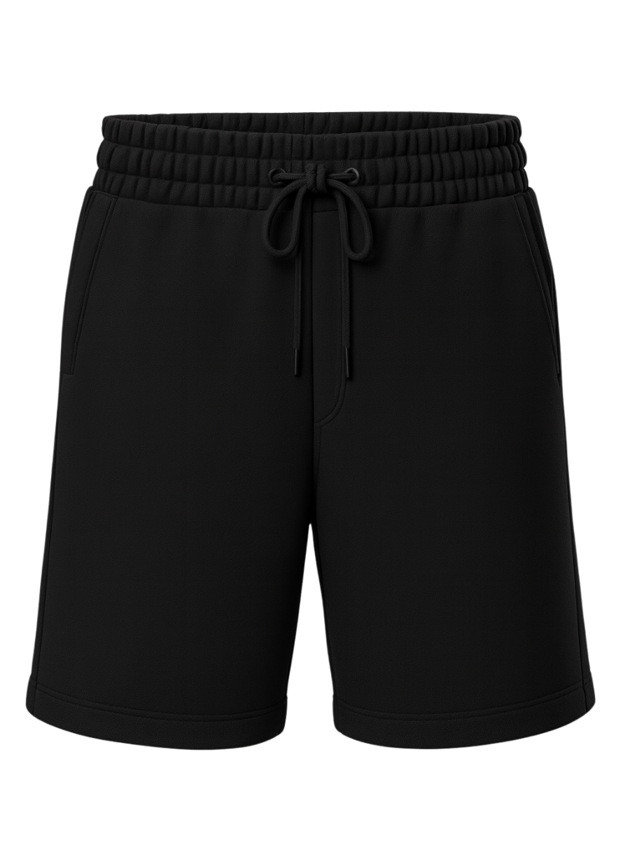 PITCH BLACK SOLID HEAVYWEIGHT OVER SIZED SHORTS