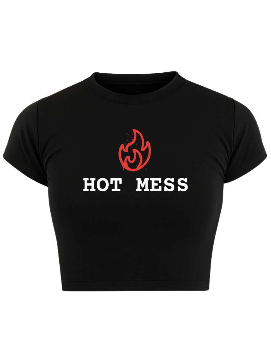 HOT MESS Black Baby Tee