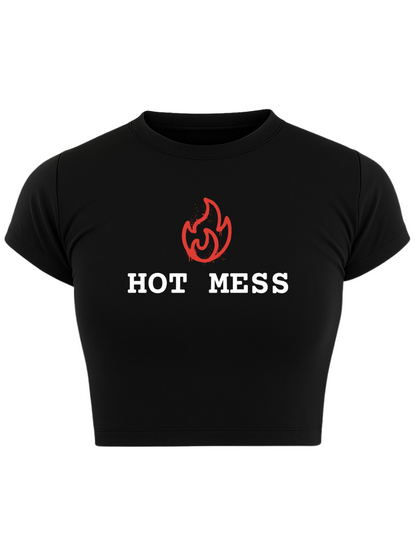 HOT MESS Black Baby Tee