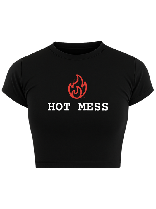 HOT MESS Black Baby Tee