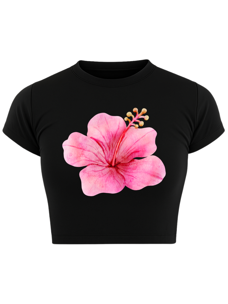 TROPIC TROUBLE Black Baby Tee