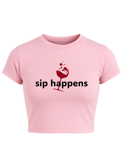 SIP HAPPENS Baby Pink Baby Tee