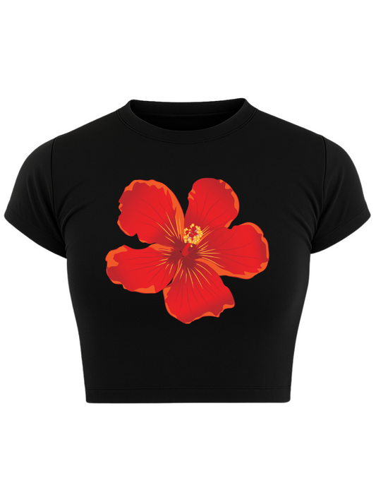 FLAUNT THE FLORA Black Baby Tee