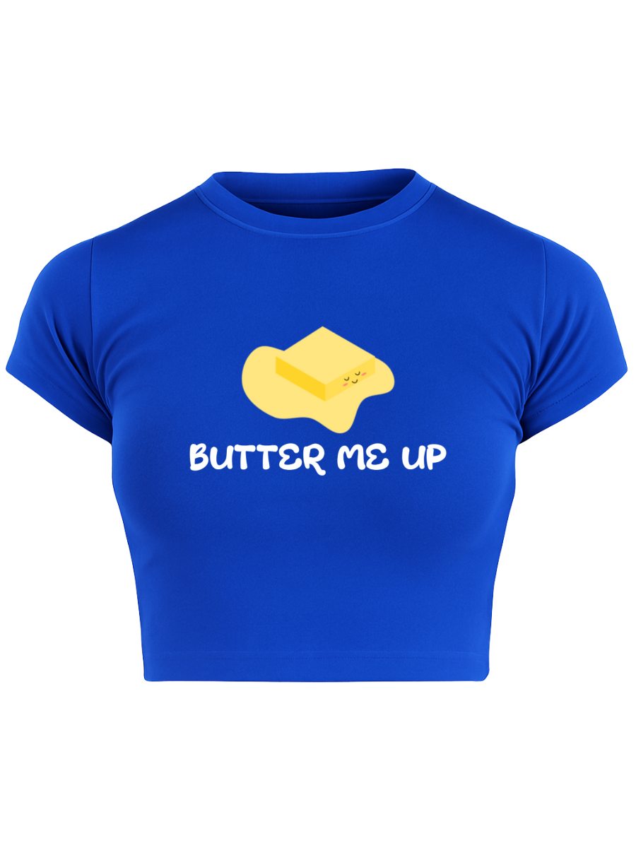 BUTTER ME UP Royal Blue Baby Tee