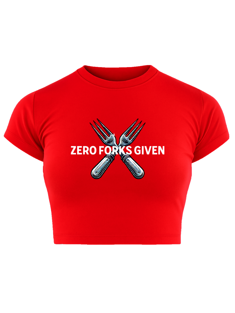 ZERO FORKS GIVEN Red Baby Tee
