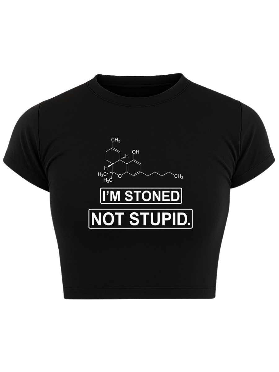 I’M STONED NOT STUPID Black Baby Tee