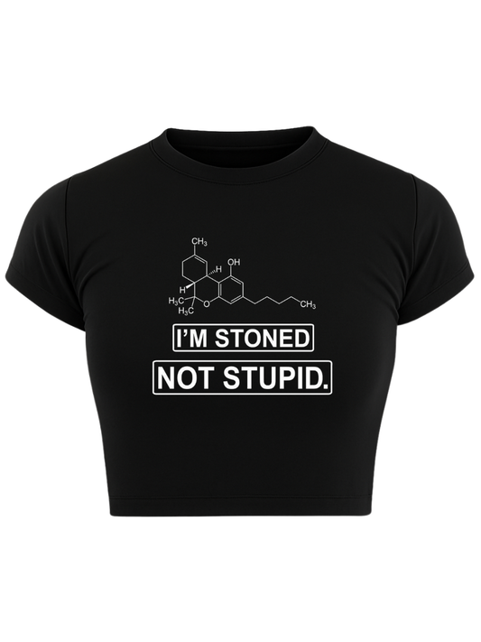 I’M STONED NOT STUPID Black Baby Tee