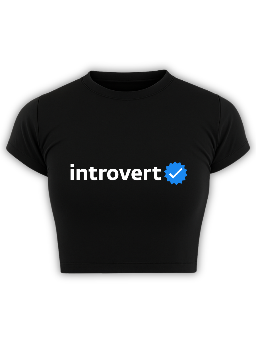 VERIFIED INTROVERT Black Baby Tee
