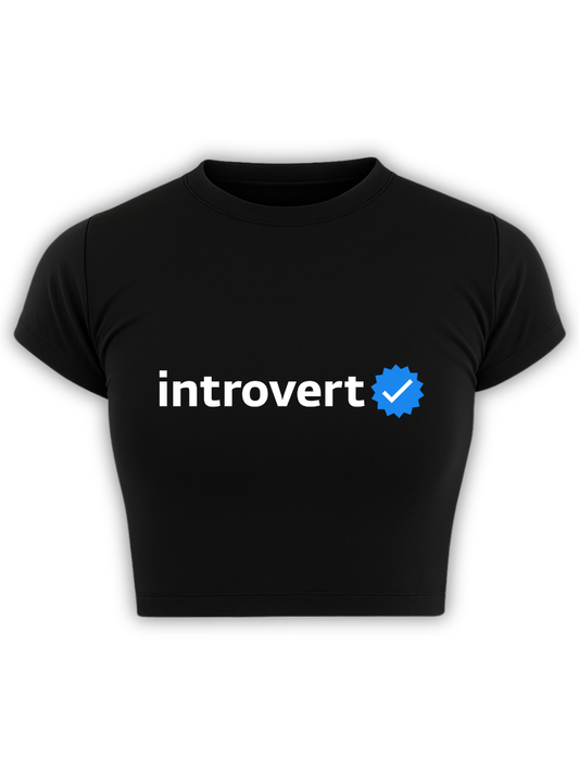 VERIFIED INTROVERT Black Baby Tee