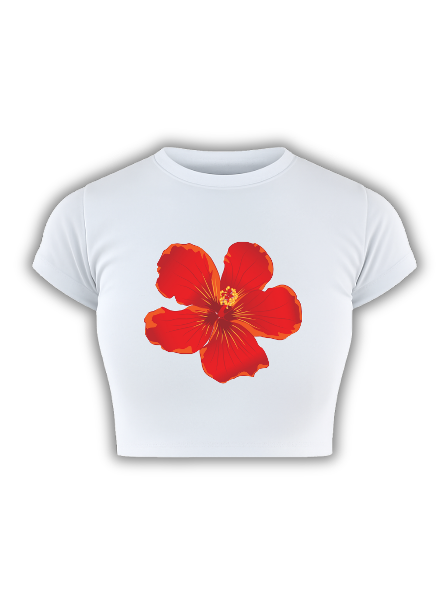 FLAUNT THE FLORA White Baby Tee