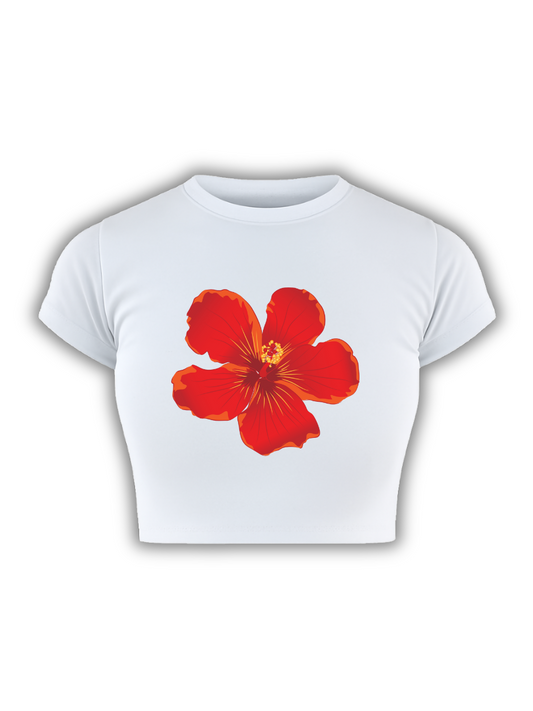 FLAUNT THE FLORA White Baby Tee