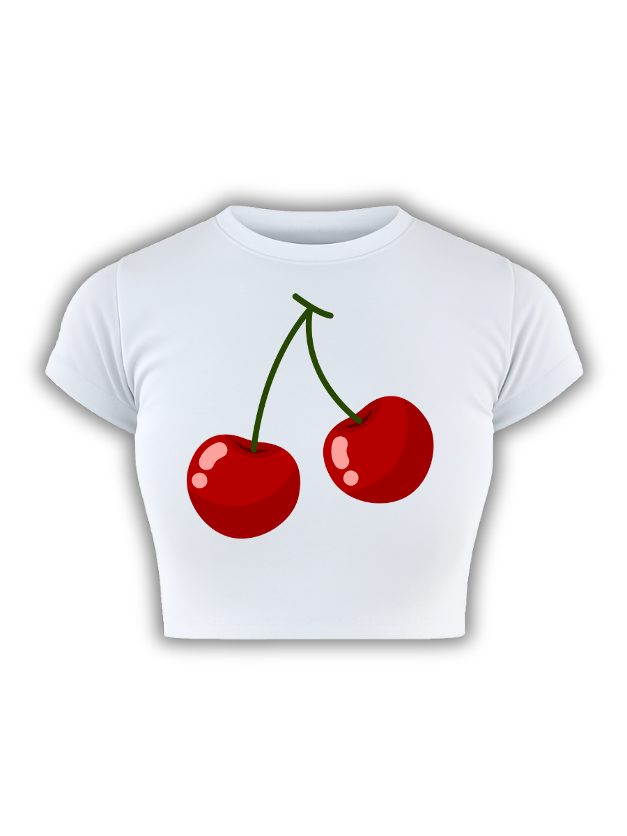 POP THAT CHERRY White Baby Tee