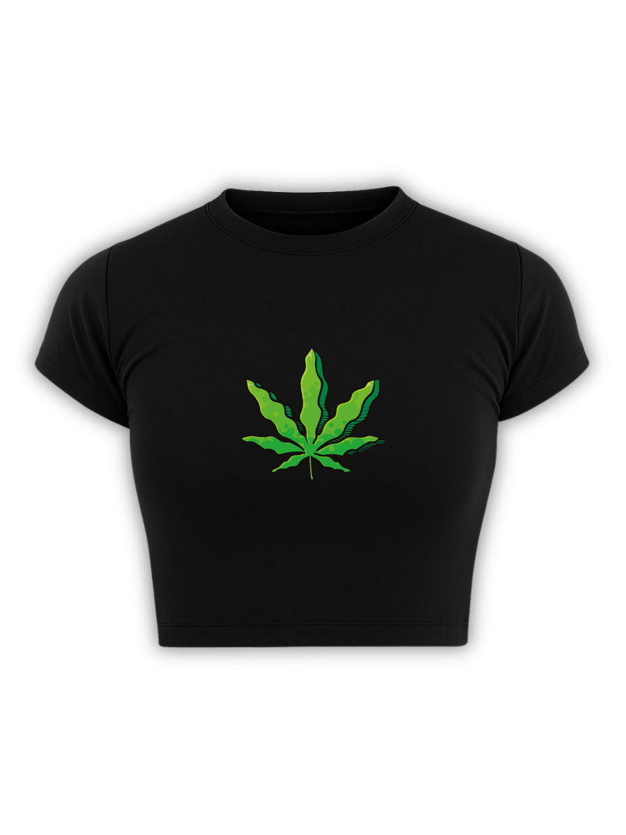 LEAF ME ALONE Black Baby Tee