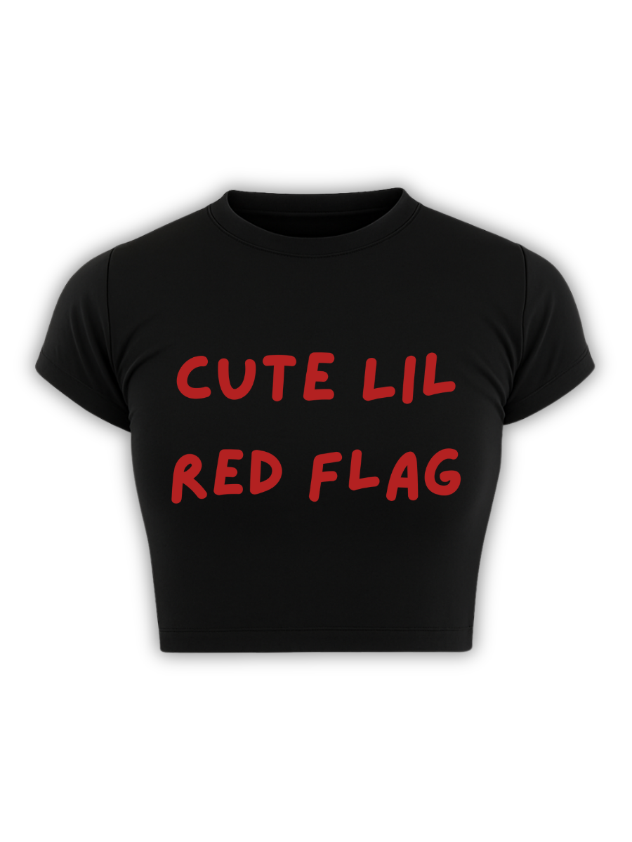CUTE LILL' RED FLAG Black Baby Tee