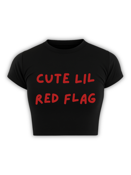 CUTE LILL' RED FLAG Black Baby Tee
