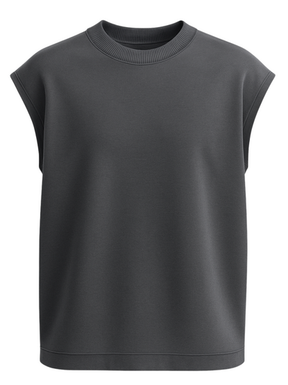 CHARCOAL GREY SOLID HEAVYWEIGHT OVER SIZED TANK