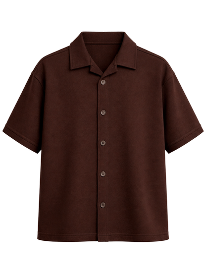 BROWN TERRY BOX-FIT HEAVYWEIGHT SHIRT