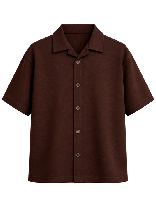 BROWN TERRY BOX-FIT HEAVYWEIGHT SHIRT