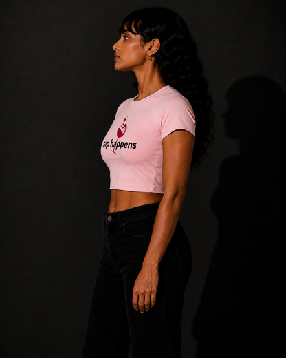 SIP HAPPENS Baby Pink Baby Tee