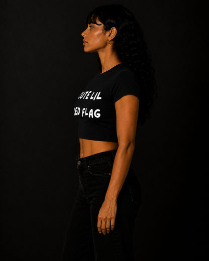 CUTE LILL' RED FLAG Black Baby Tee 2