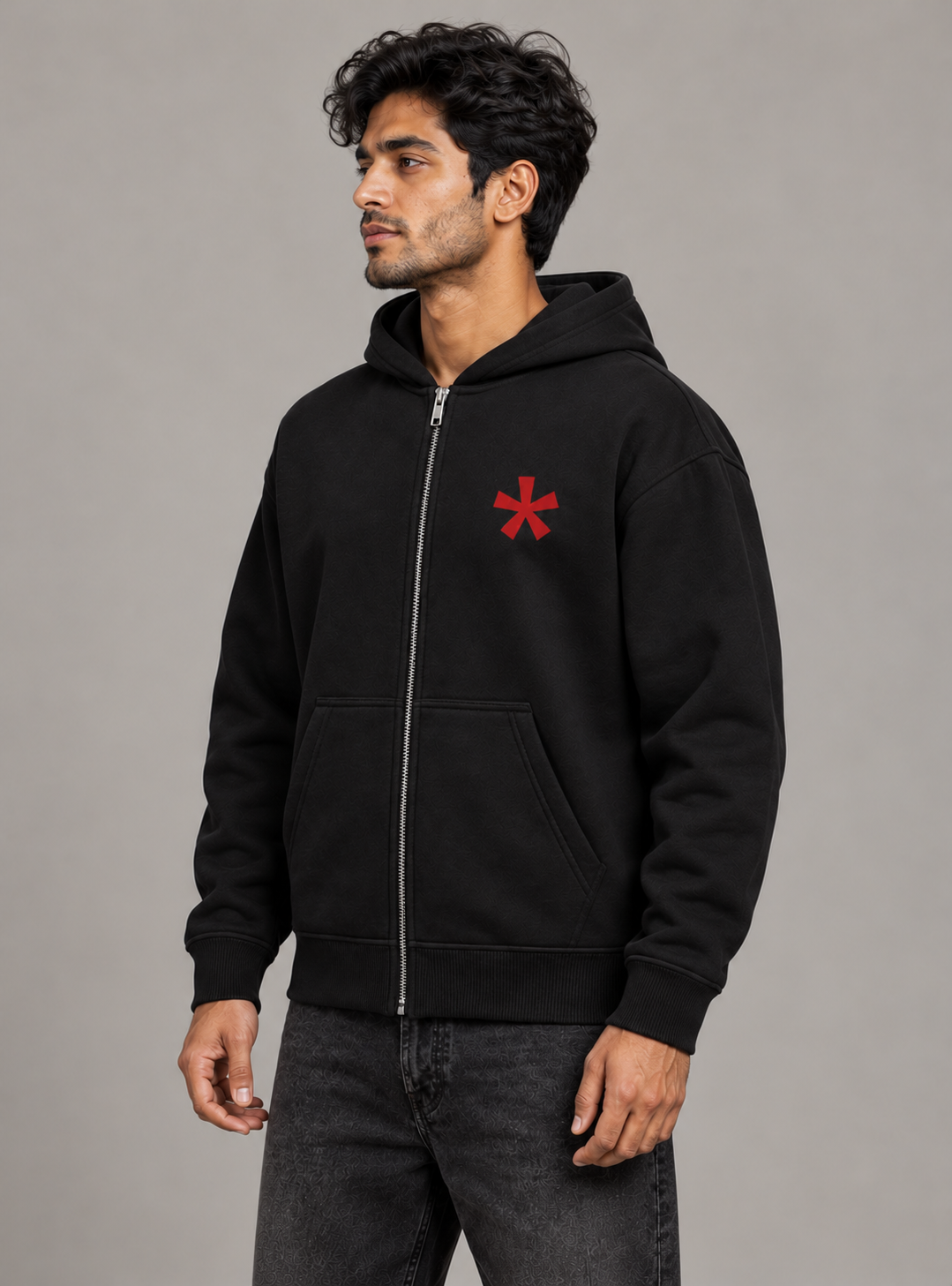 MIDNIGHT ASTERIX HEAVYWEIGHT OVERSIZED ZIPPER HOODIE