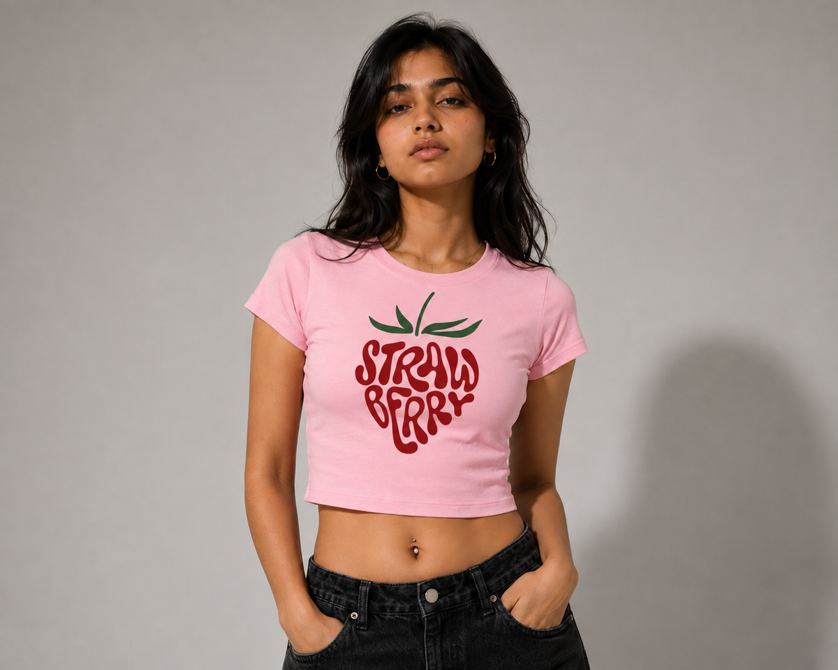 BERRY BAD, NEVER BASIC Pink Baby Tee