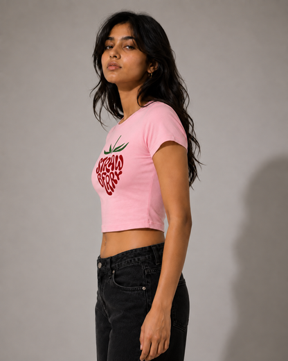 BERRY BAD, NEVER BASIC Pink Baby Tee