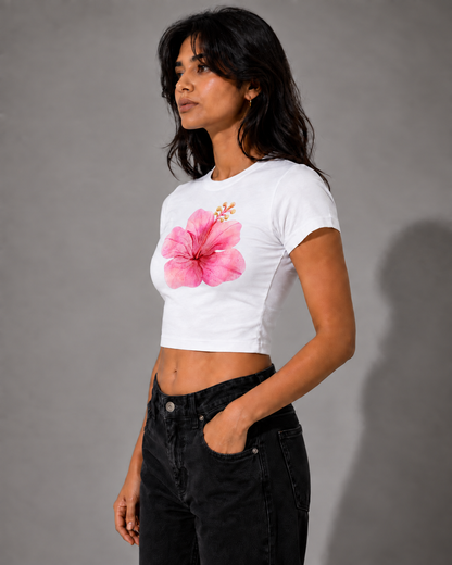 TROPIC TROUBLE White Baby Tee