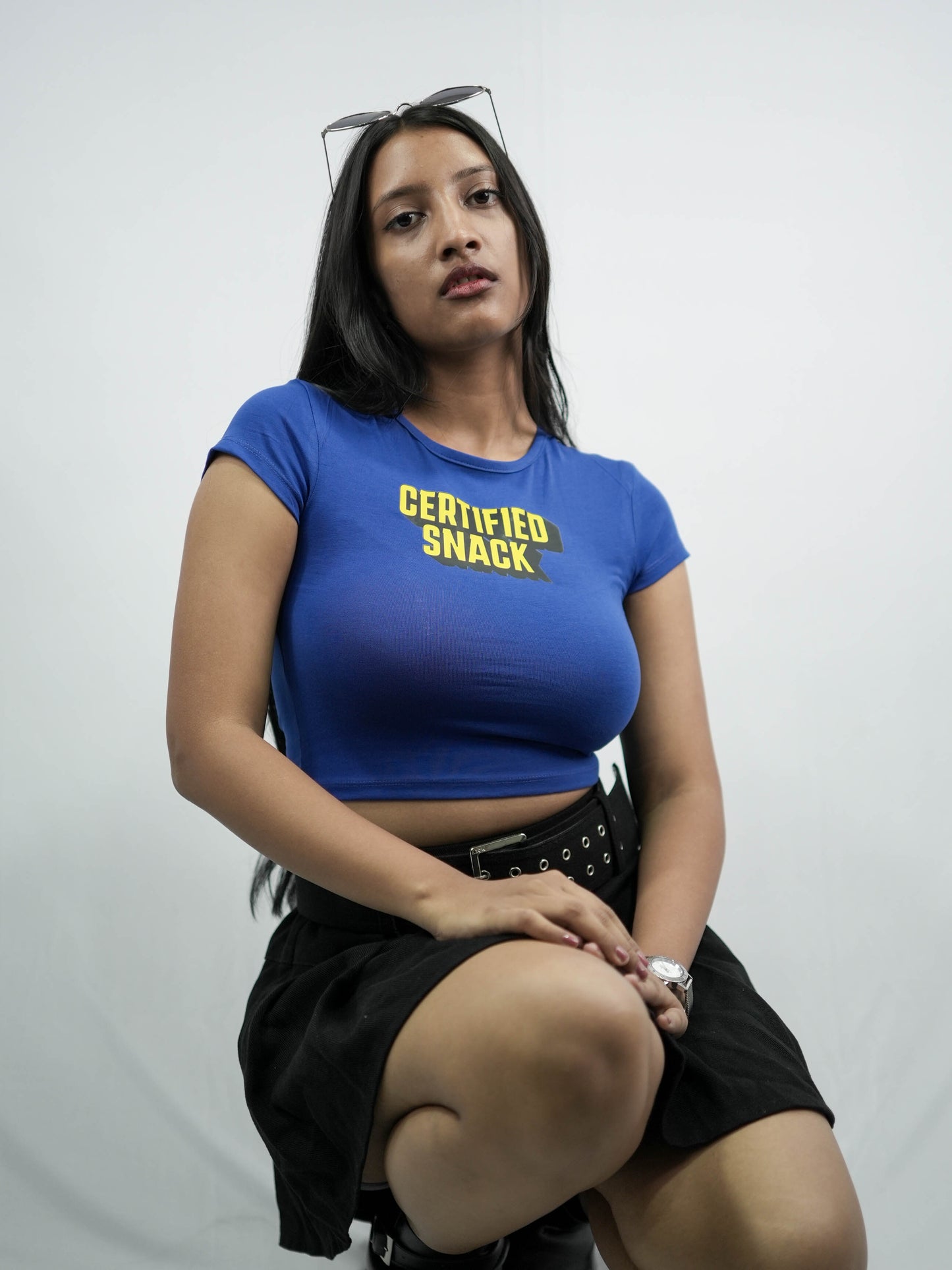 CERTIFIED SNACK Royal Blue Baby Tee