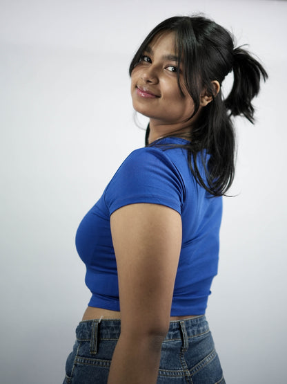 BUTTER ME UP Royal Blue Baby Tee