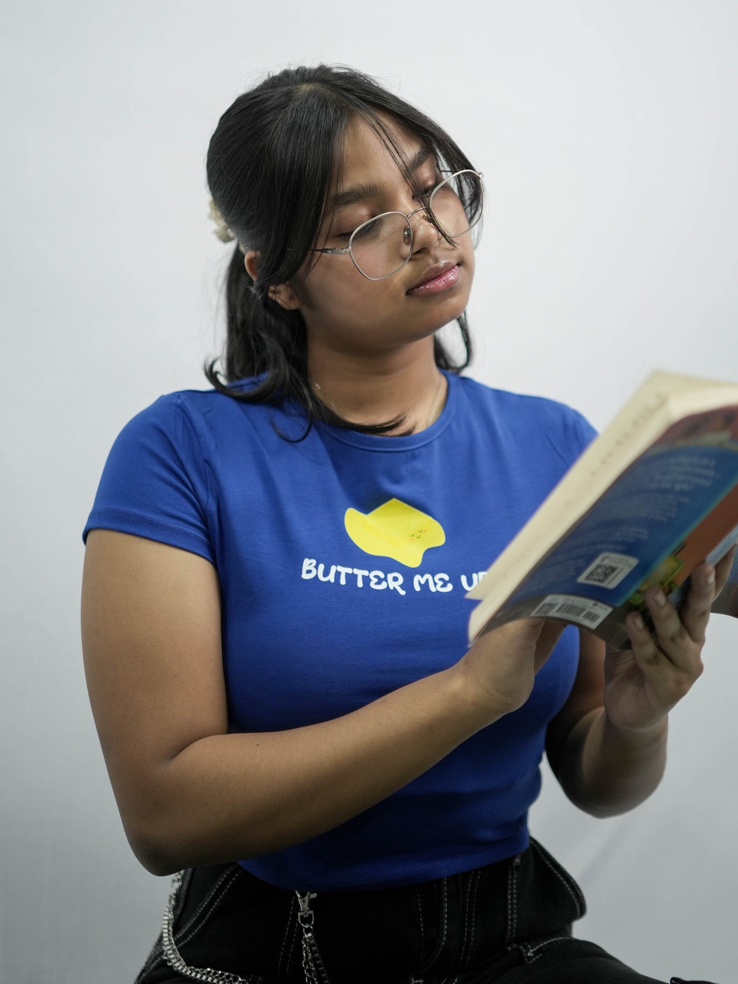 BUTTER ME UP Royal Blue Baby Tee