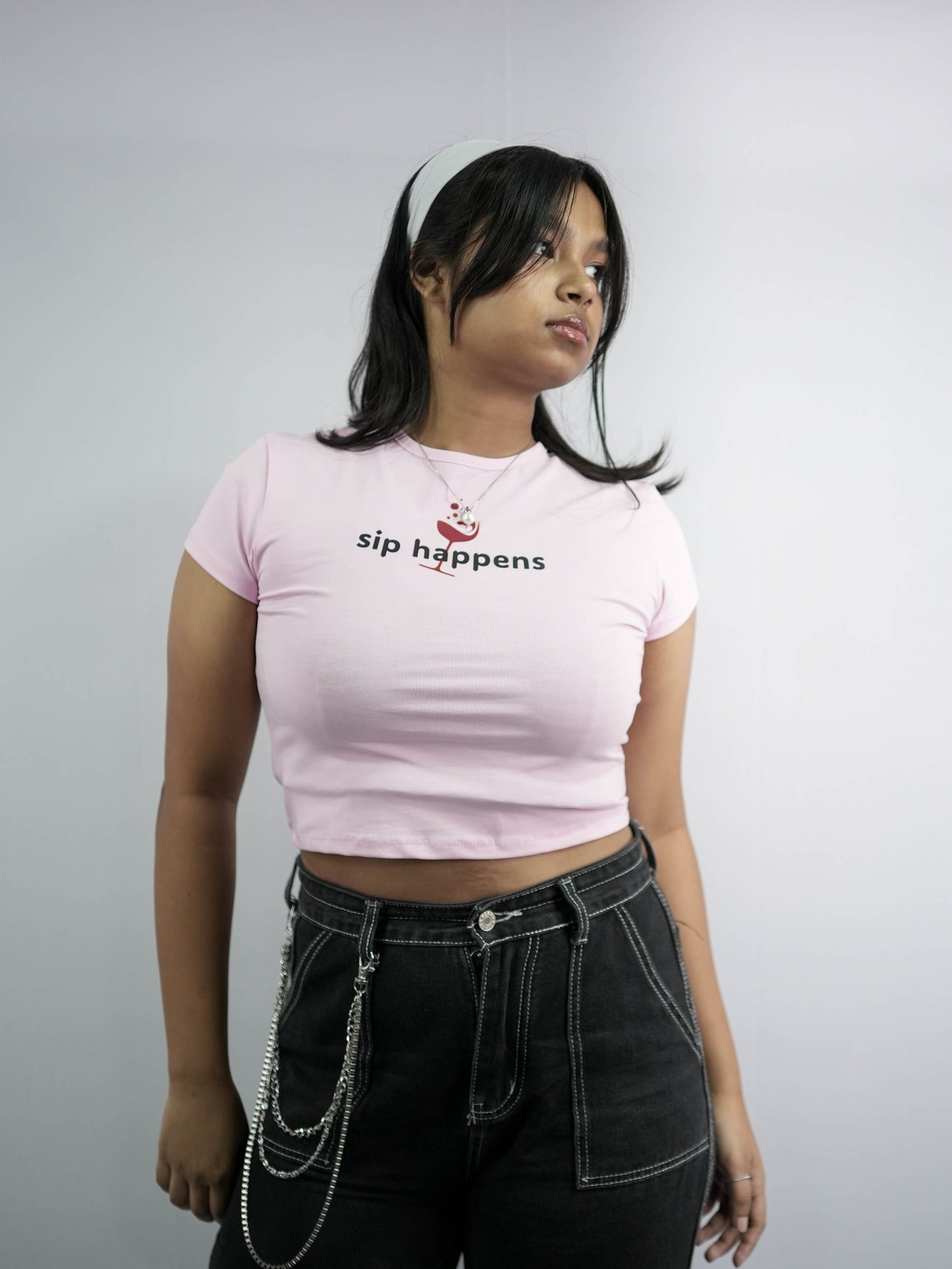 SIP HAPPENS Baby Pink Baby Tee