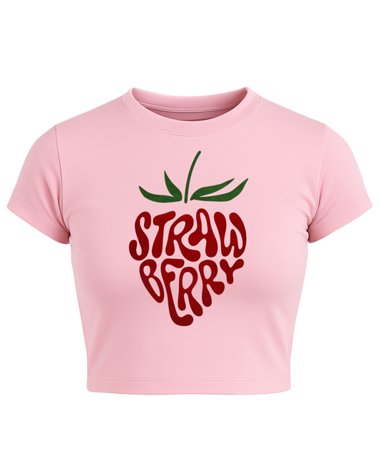 BERRY BAD, NEVER BASIC Pink Baby Tee